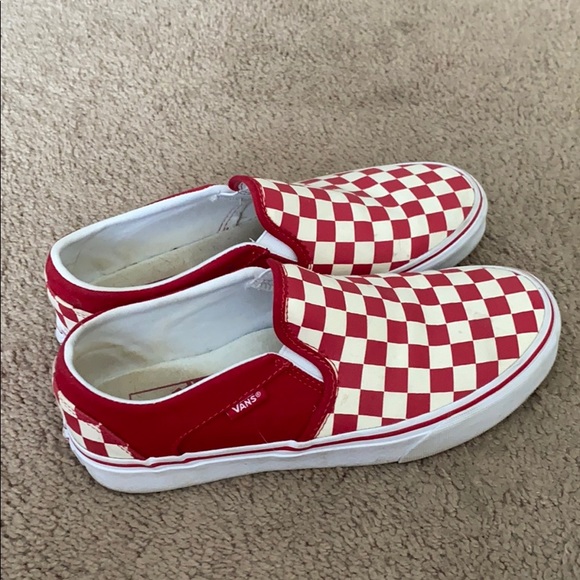 red and cream checkered vans